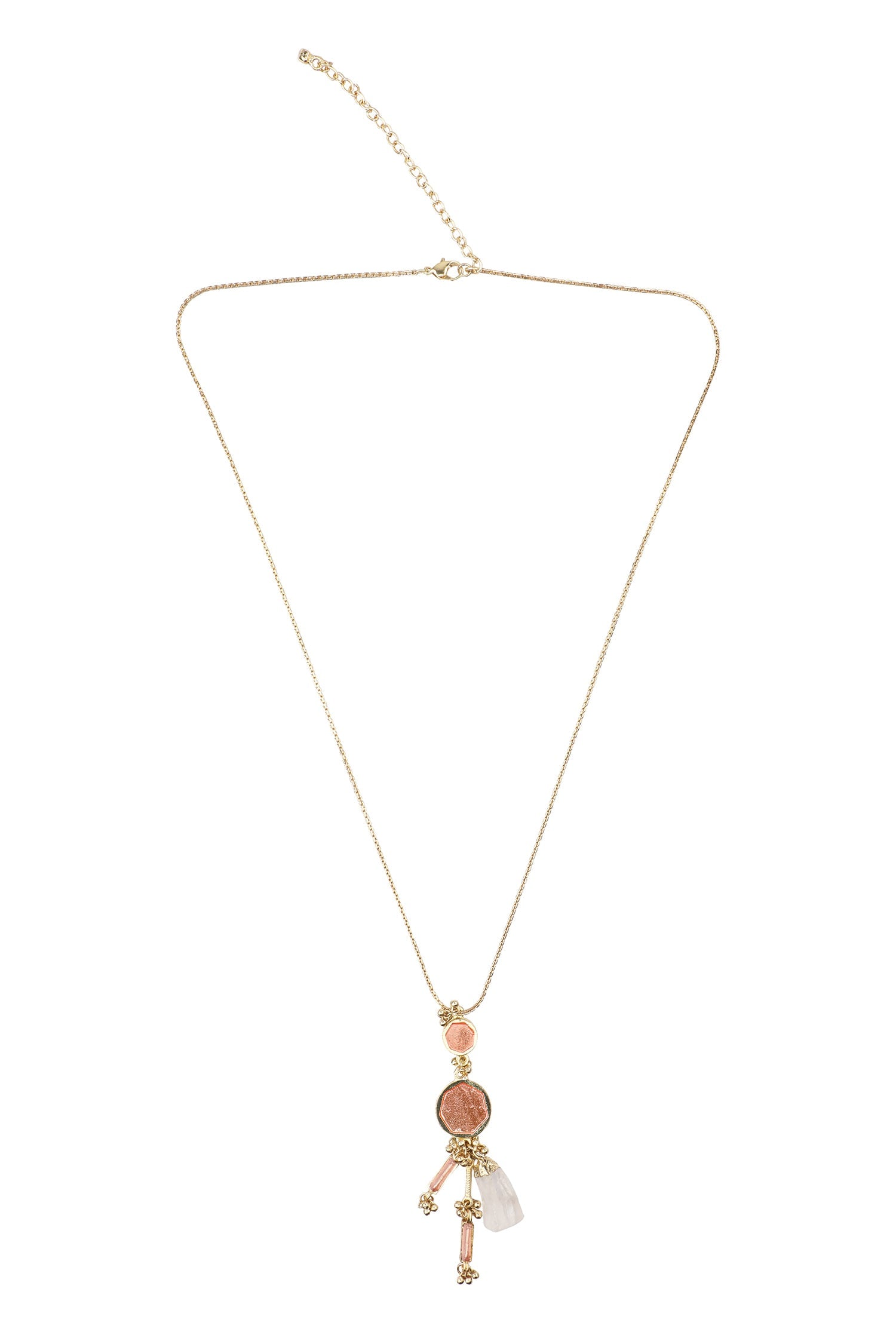 Gold Enamelled Geometric Pendant Necklace 