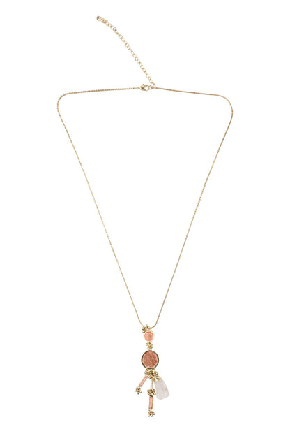 Gold Enamelled Geometric Pendant Necklace 