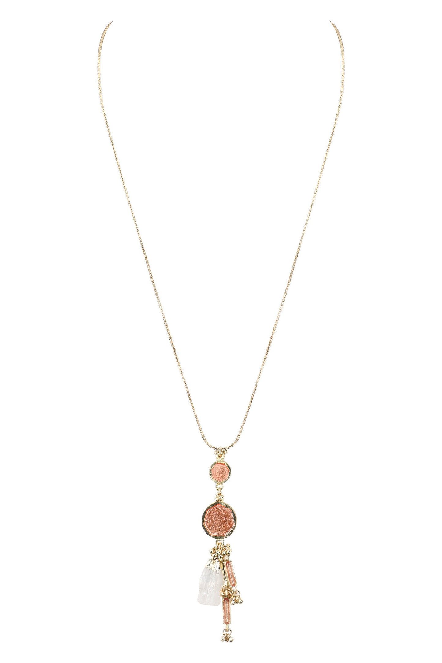 Gold Enamelled Geometric Pendant Necklace 
