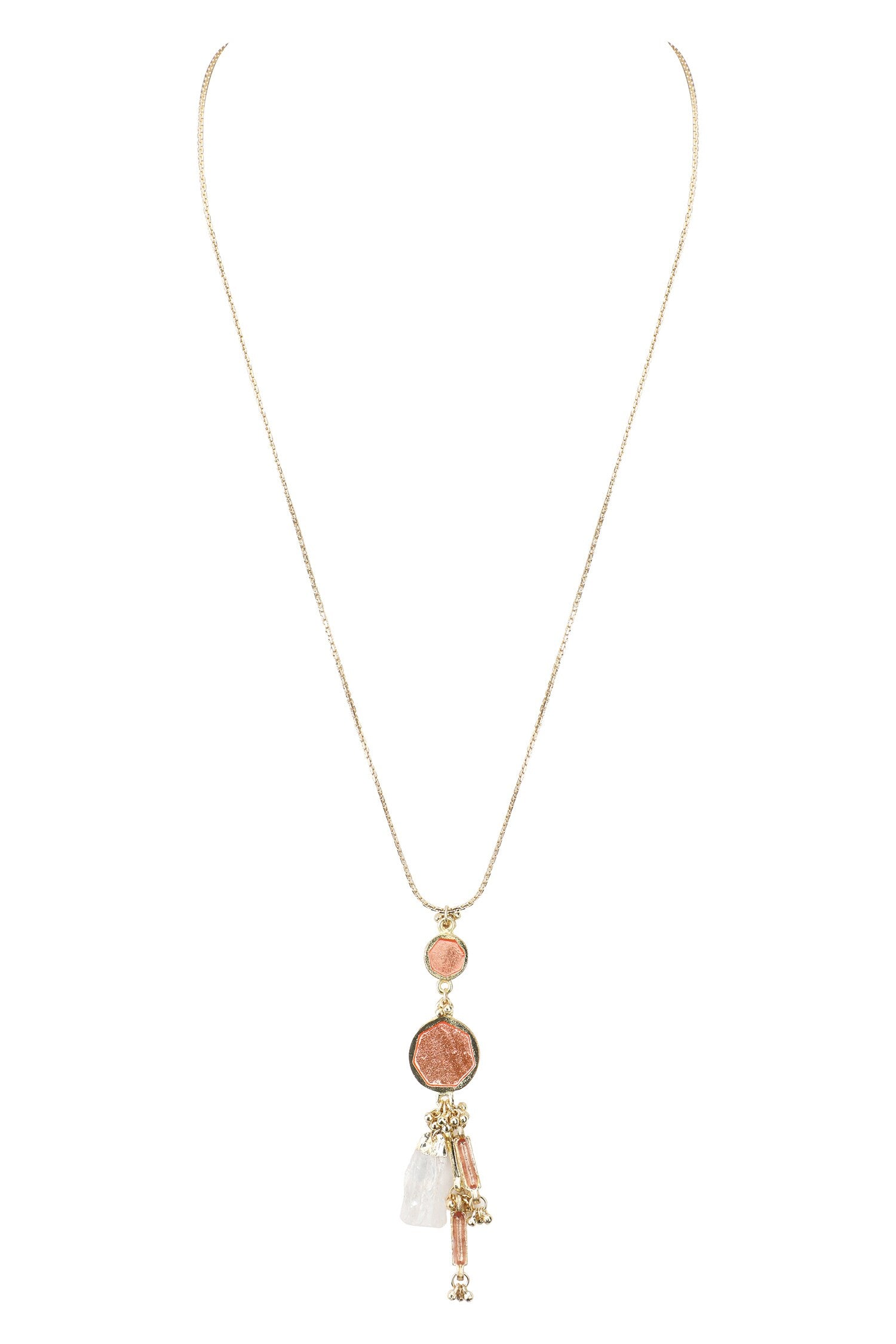 Gold Enamelled Geometric Pendant Necklace 