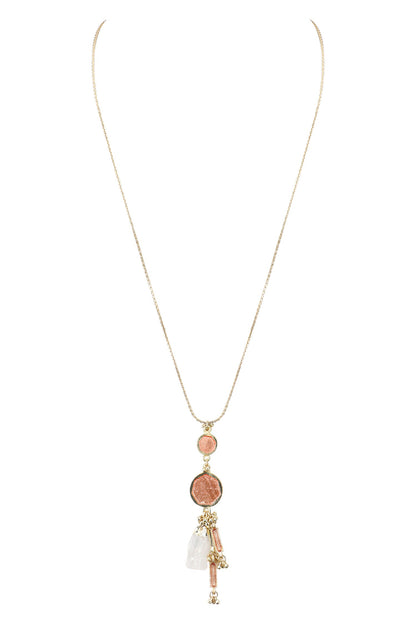 Gold Enamelled Geometric Pendant Necklace 
