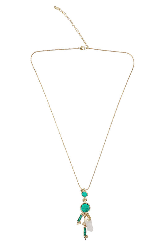 Geometric Enamelled Pendant Necklace 
