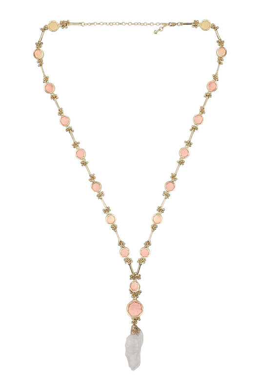 Gold Geometric Enamelled Long Necklace 