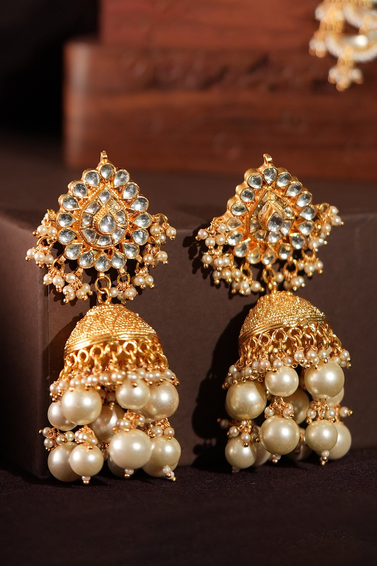 Kundan Pearl Long Pendant Necklace Set 