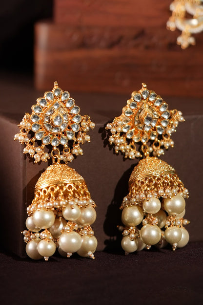Kundan Pearl Long Pendant Necklace Set 