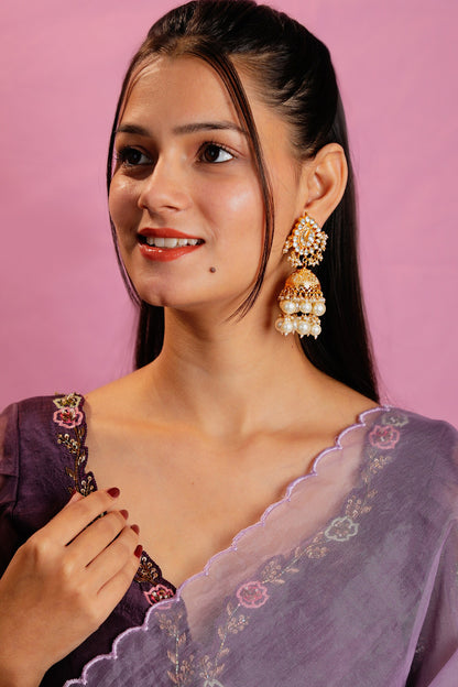 Kundan Pearl Long Pendant Necklace Set 