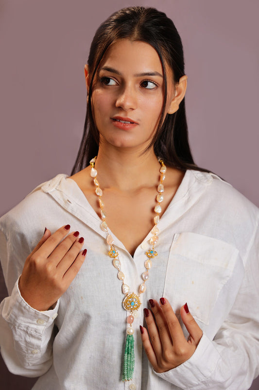 Riana Rice Pearl & Bead Long Necklace 