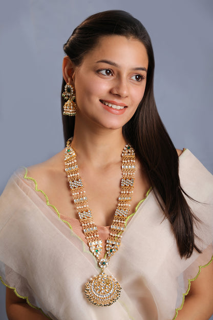 Kundan & Pearl Long Pendant Necklace Set 