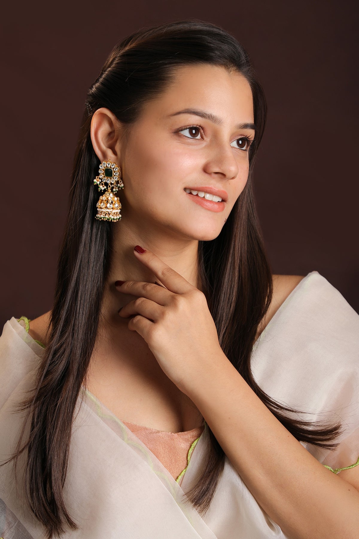 Kundan & Pearl Long Pendant Necklace Set 