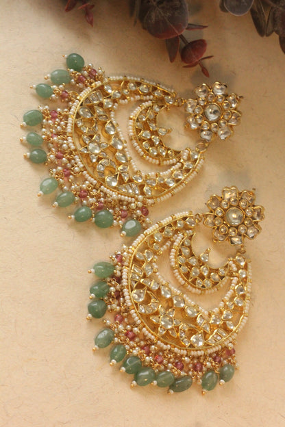 Matte Gold Floral Chandbalis 