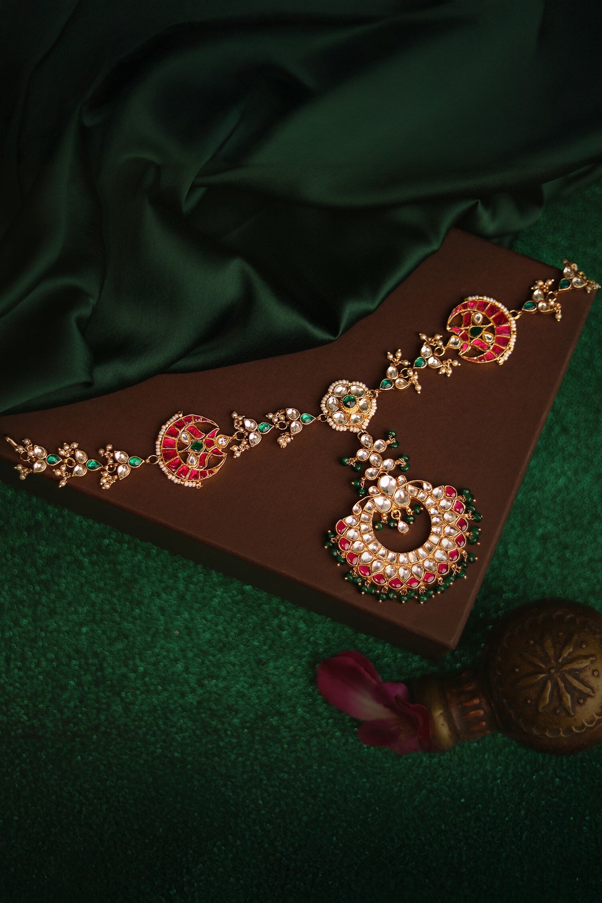 Half Moon Stone Studded Mathapatti 