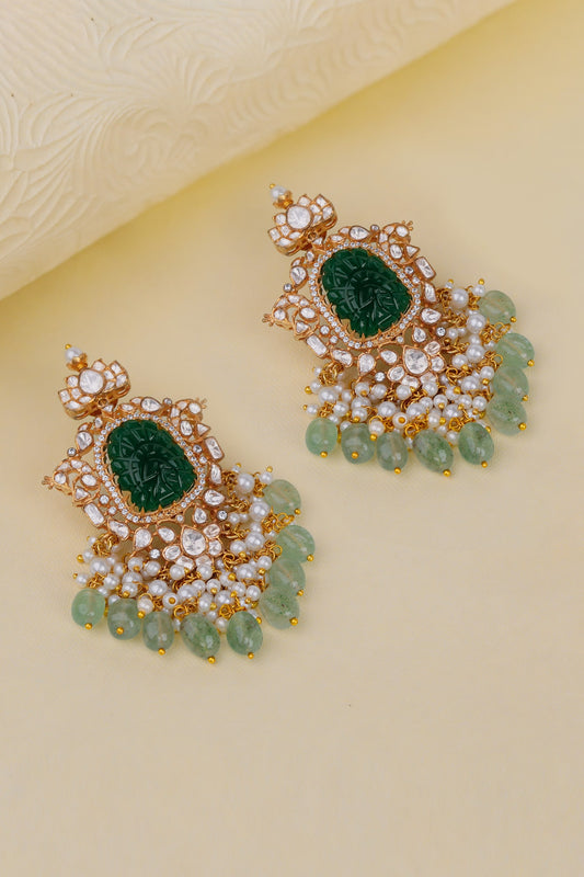 Emerald Stone Moissanite Earrings 