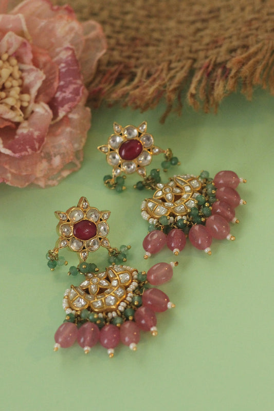Floral Carved Dangler Earrings 