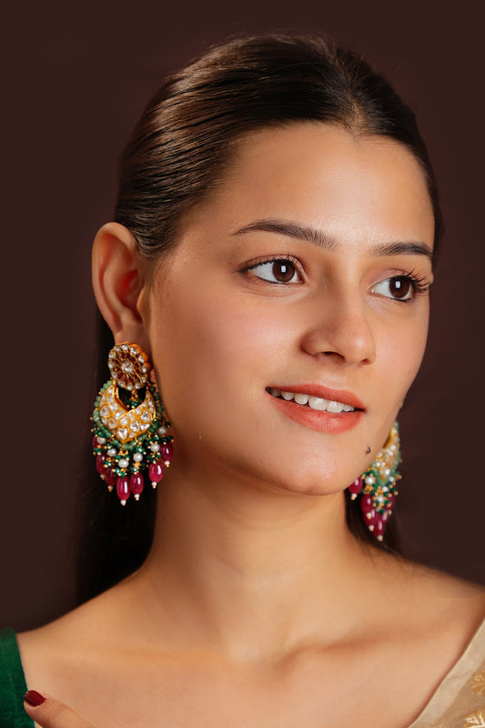 Floral Carved Chaandbali Earrings 