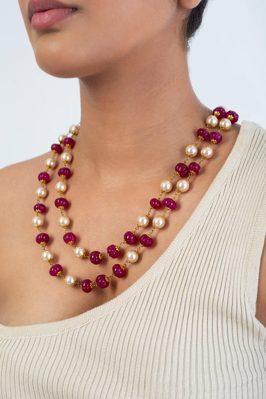 Multi Color Pearl & Bead Mala Necklace 