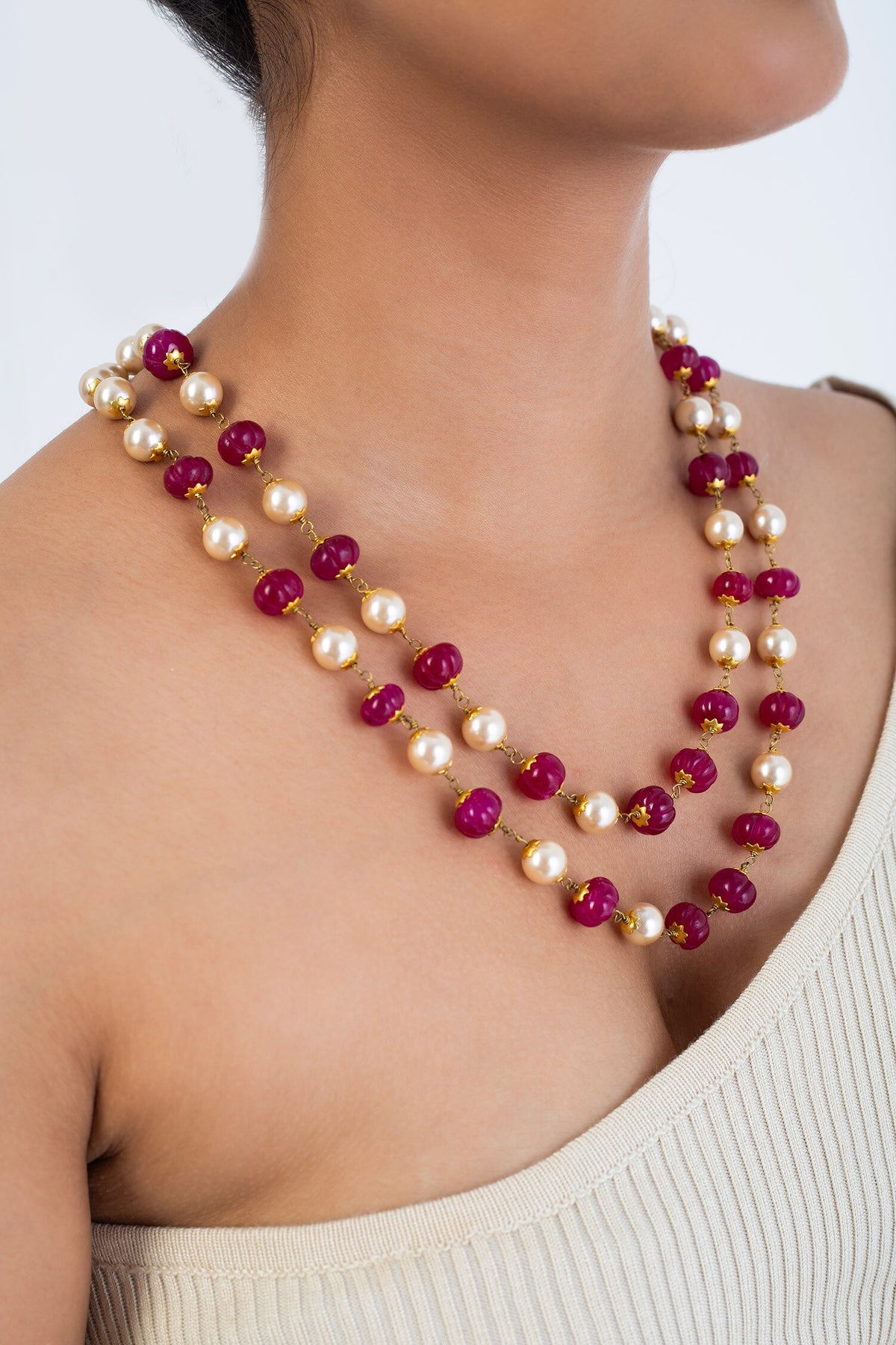 Multi Color Pearl & Bead Mala Necklace 