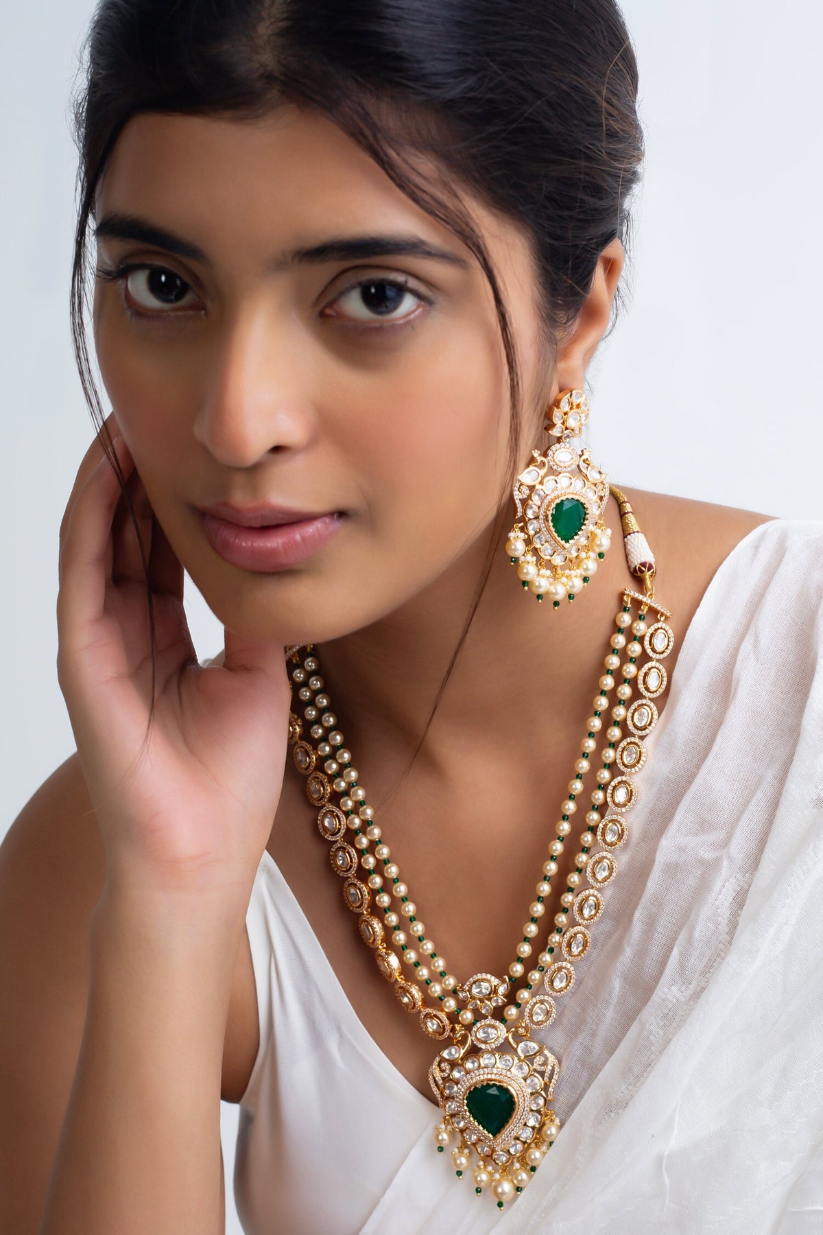 Kundan & Pearl Long Necklace Set 