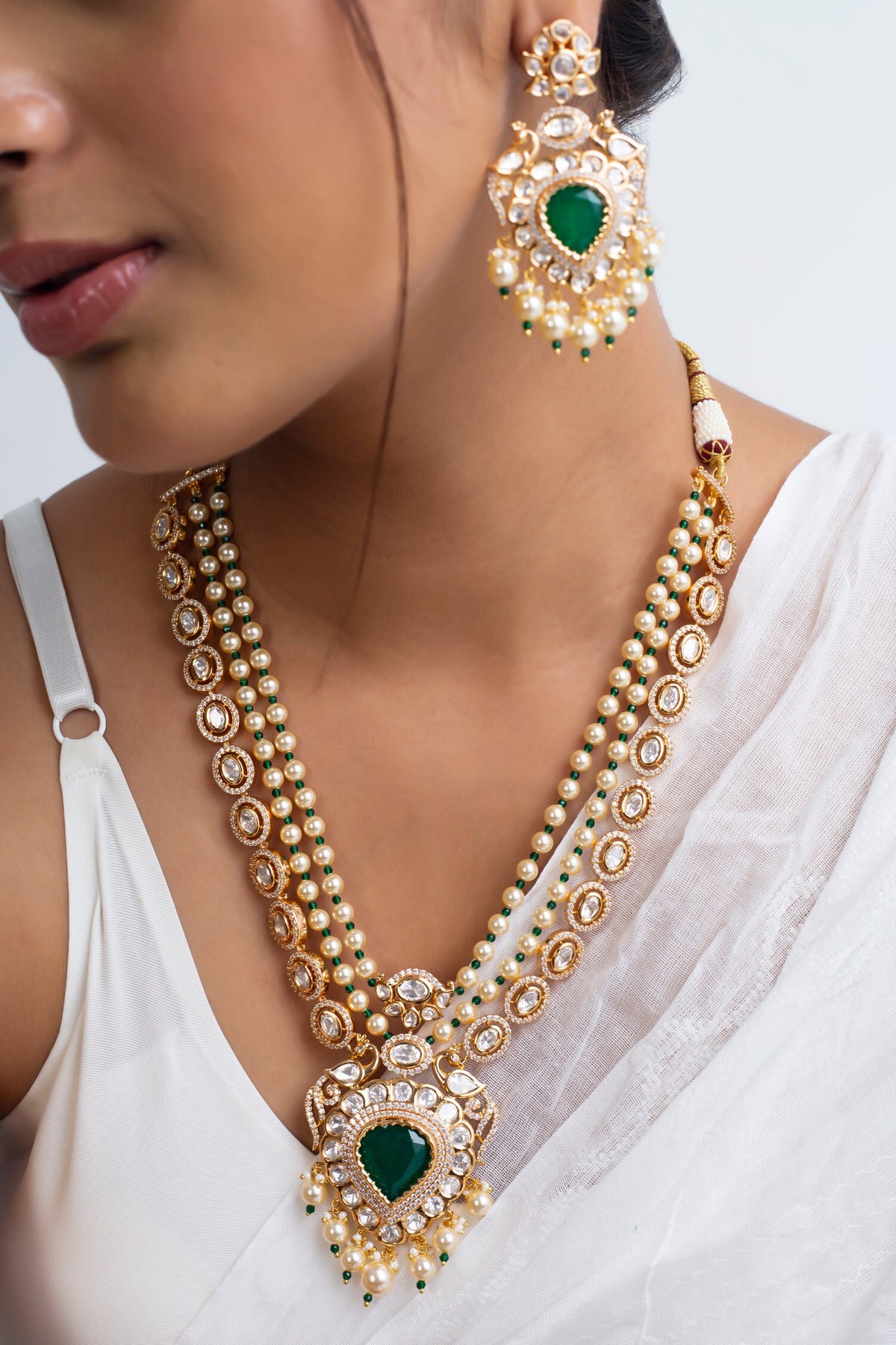 Kundan & Pearl Long Necklace Set 