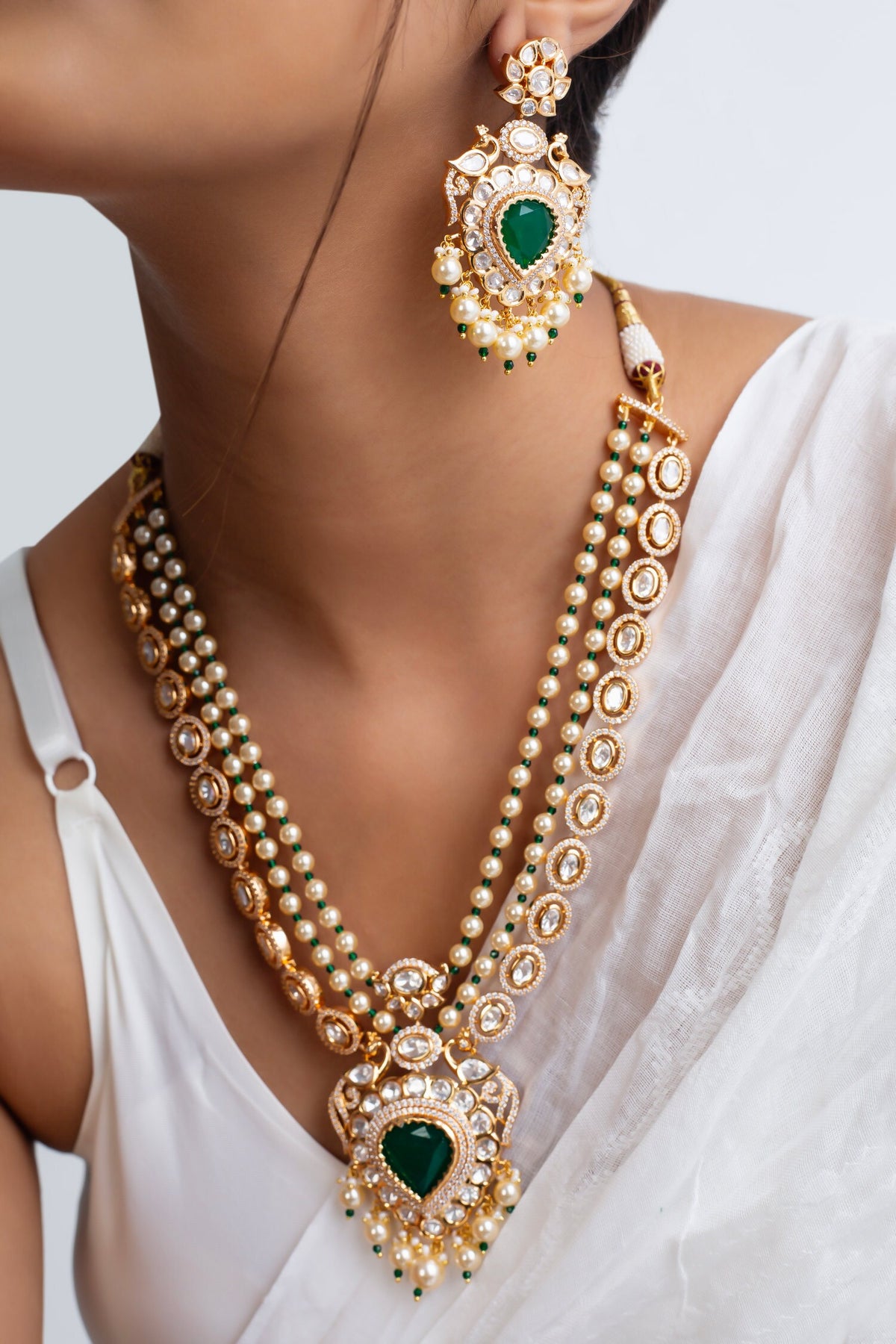 Kundan & Pearl Long Necklace Set 