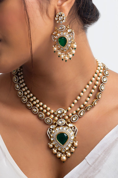 Kundan & Pearl Long Necklace Set 