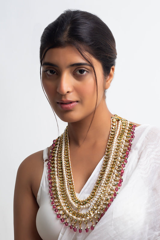 Teardrop Bahar Long Multilayered Necklace 