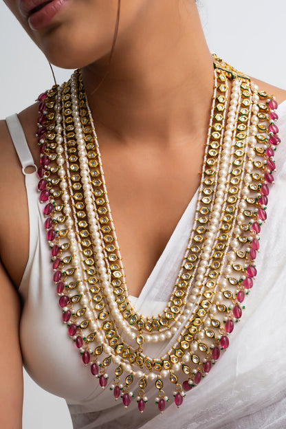 Teardrop Bahar Long Multilayered Necklace 