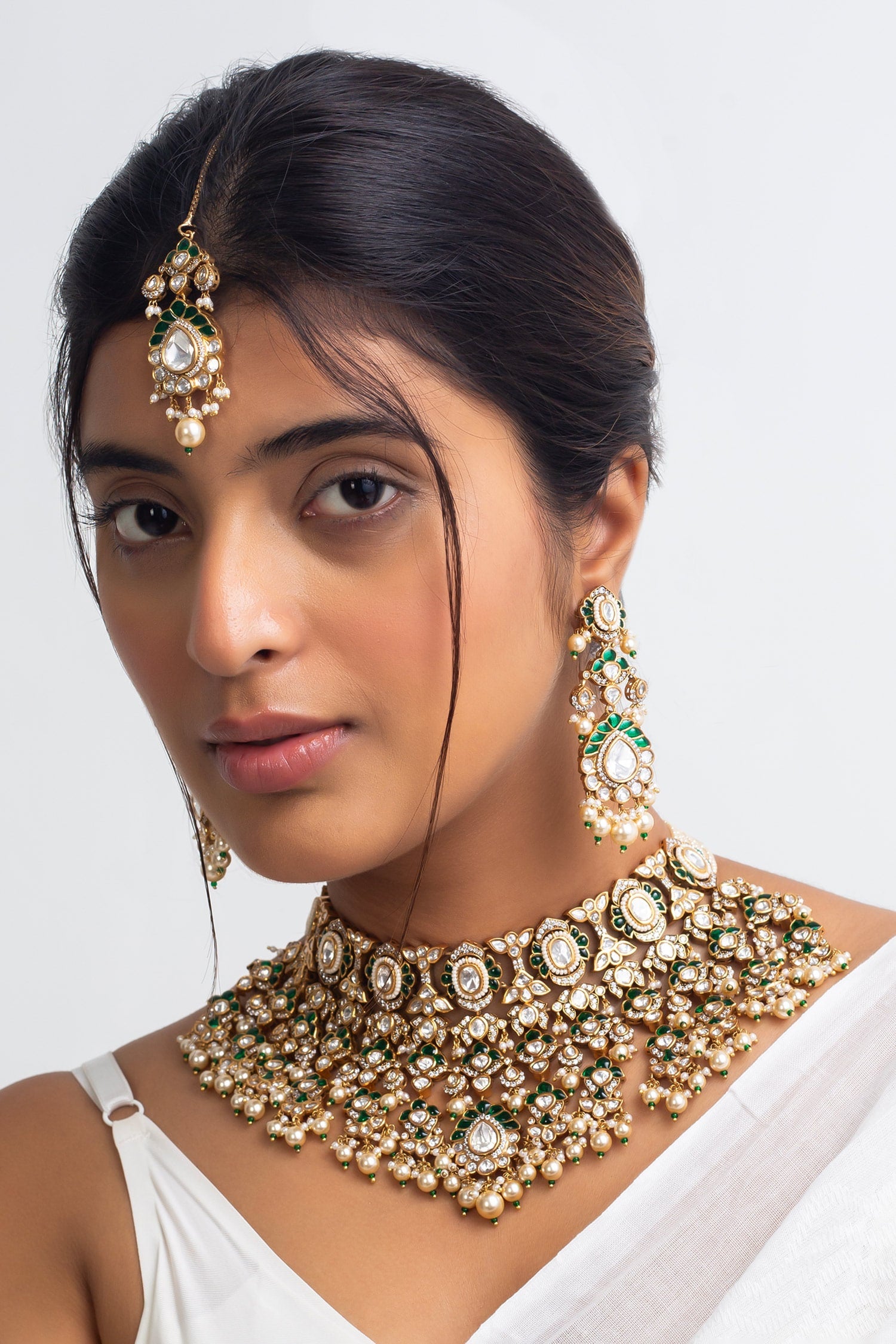 Crest Kundan Vine Necklace Set 