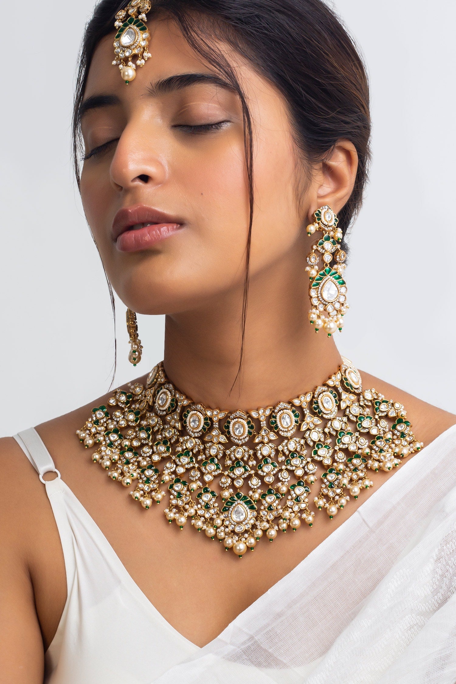 Crest Kundan Vine Necklace Set 
