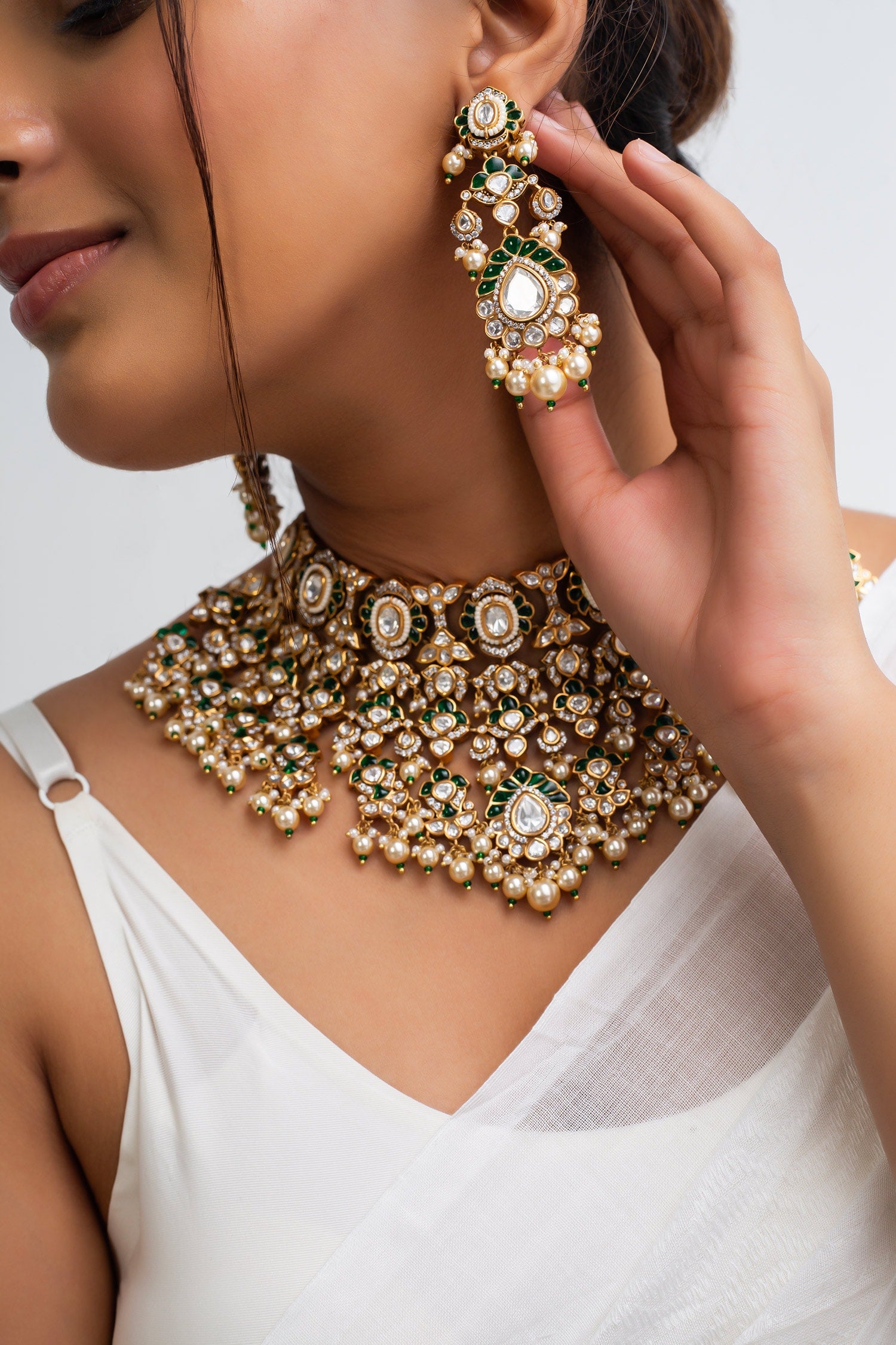 Crest Kundan Vine Necklace Set 