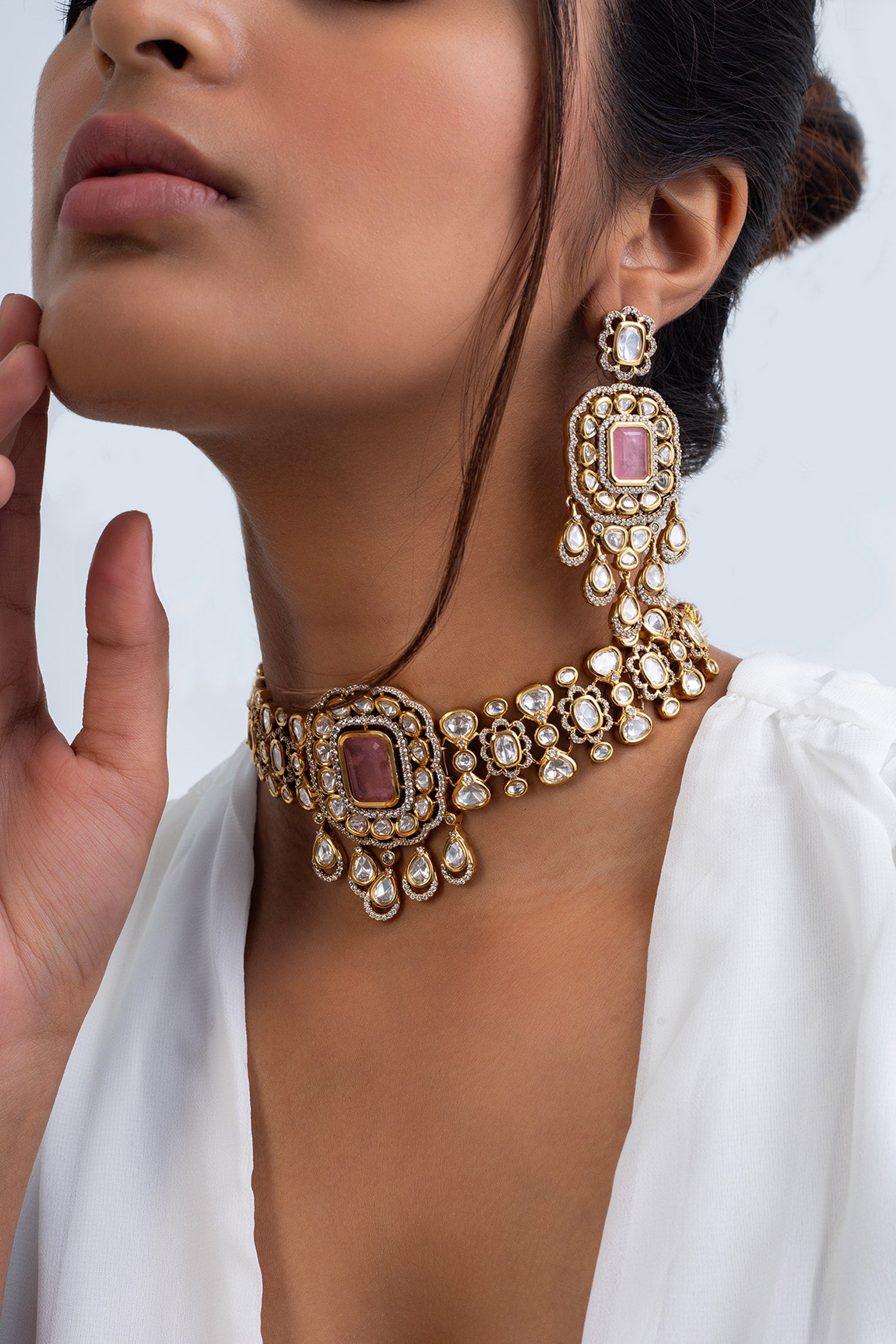 Victorian Bloom Stone Choker Set 