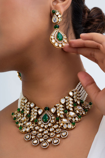 Antique Gold Plated Stone Choker Set 