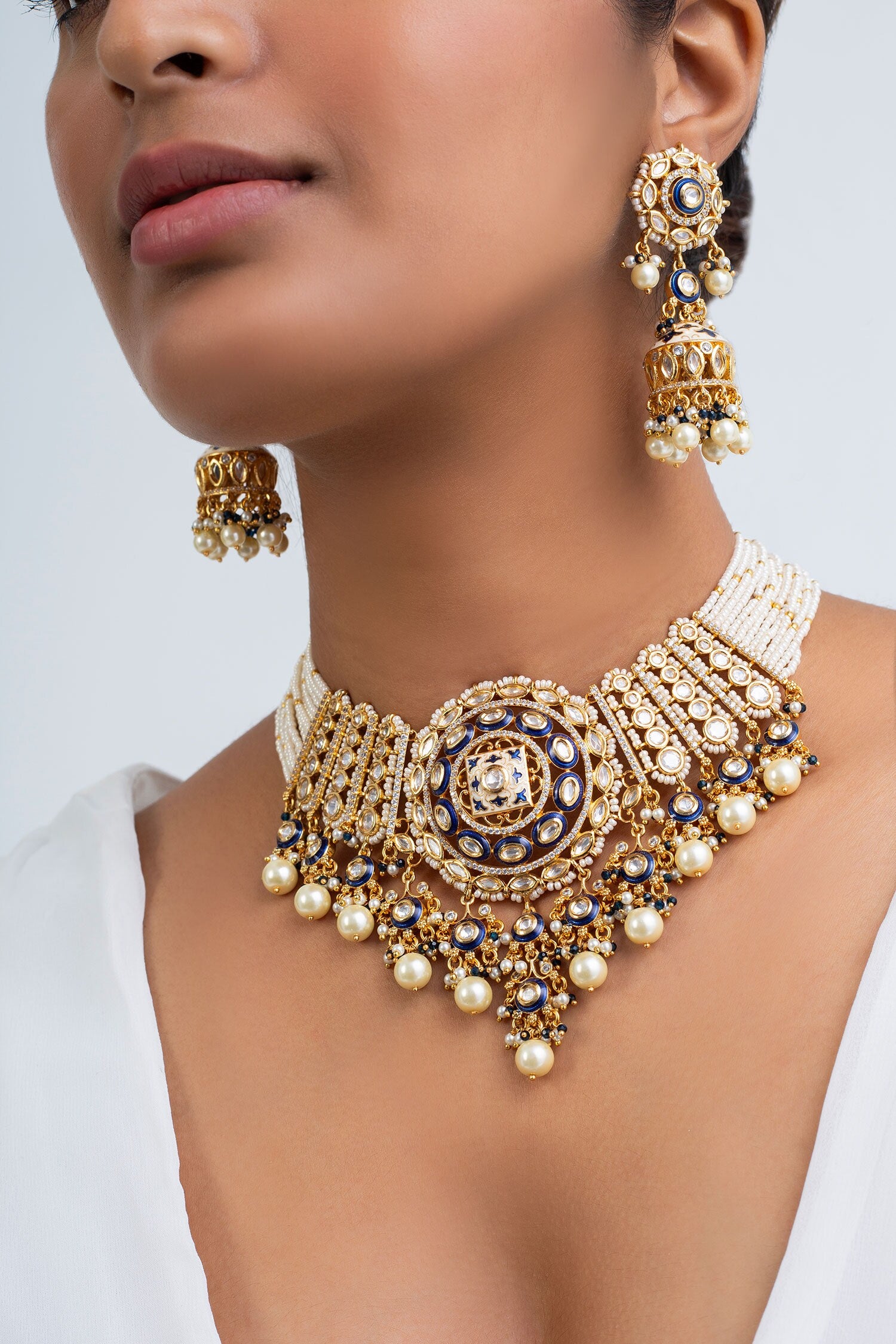 Gold Plated Floral Choker Set 
