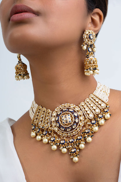 Gold Plated Floral Choker Set 
