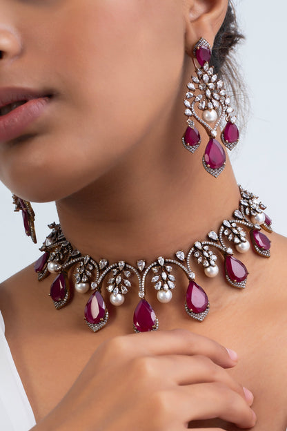 Geometric Stone Drop Choker Set 