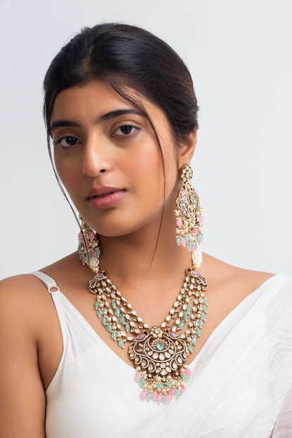 Multi Color Stone Embellished Necklace Set 