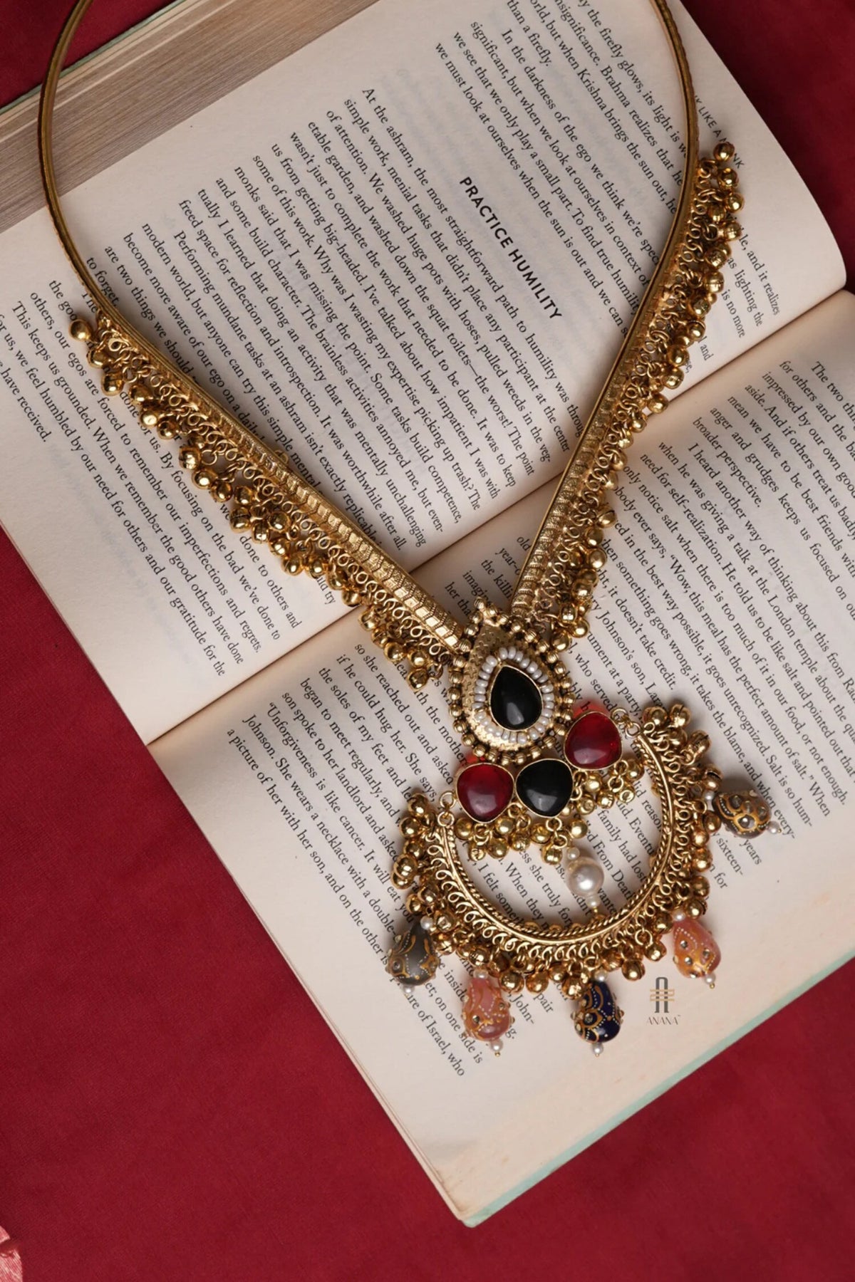 Gold Plated Multi Color Pendant Necklace 