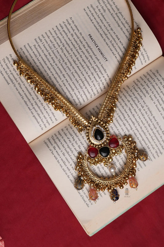 Gold Plated Multi Color Pendant Necklace 
