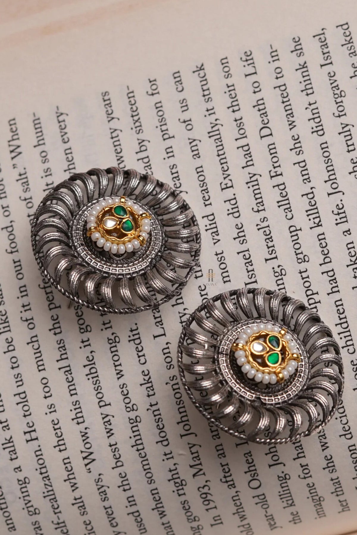 Floral Carved Polki Kundan Studs 