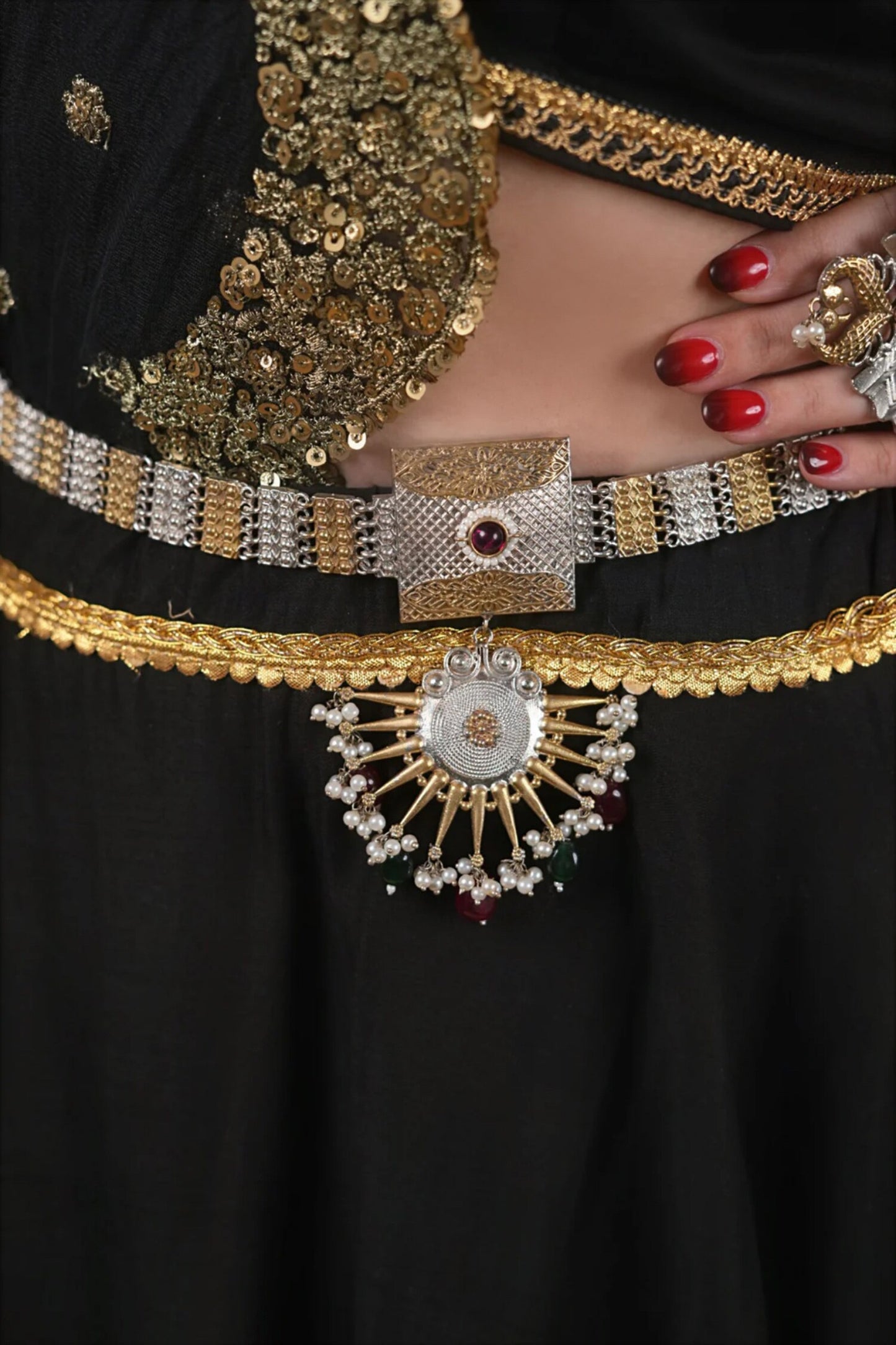 Gold & Silver Two-tone Kamarbandh 