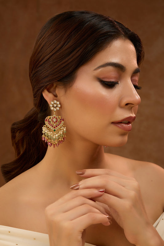 Kundan Stone Embellished Dangler Earrings 