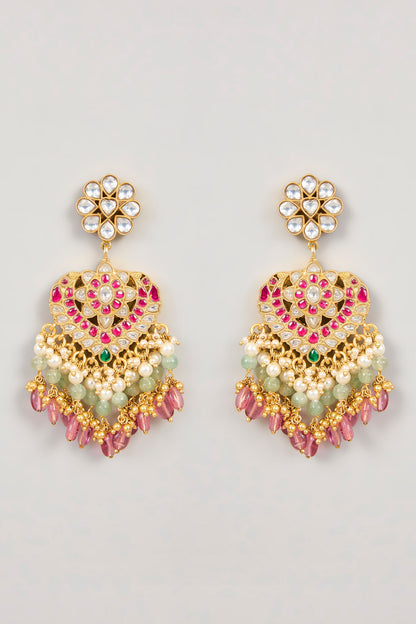 Kundan Stone Embellished Dangler Earrings 
