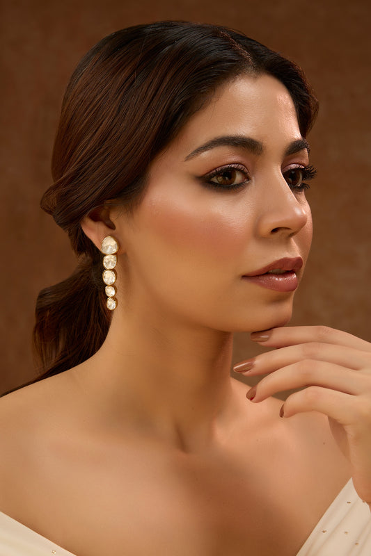 Moissanite Polki Drop Earrings 