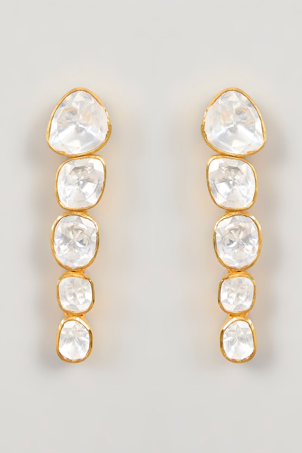 Moissanite Polki Drop Earrings 