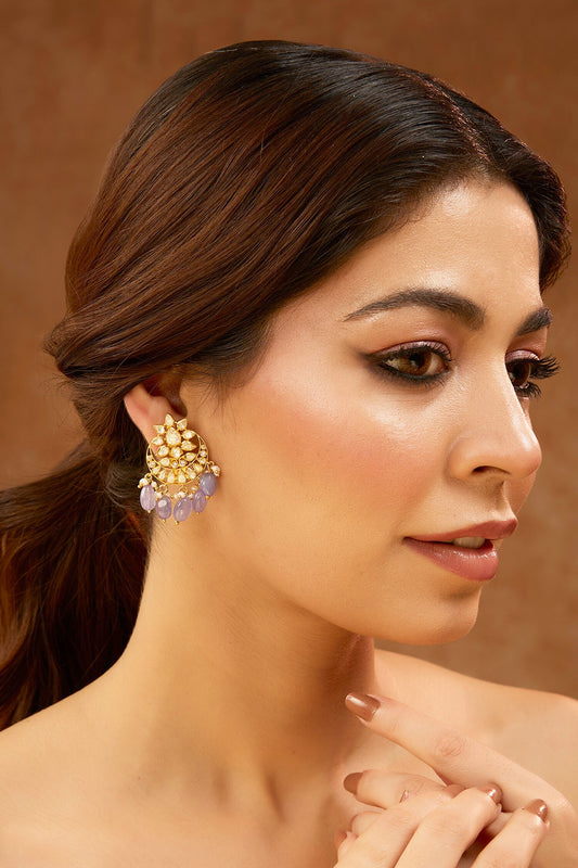 Bead & Moissanite Polki Drop Earrings 