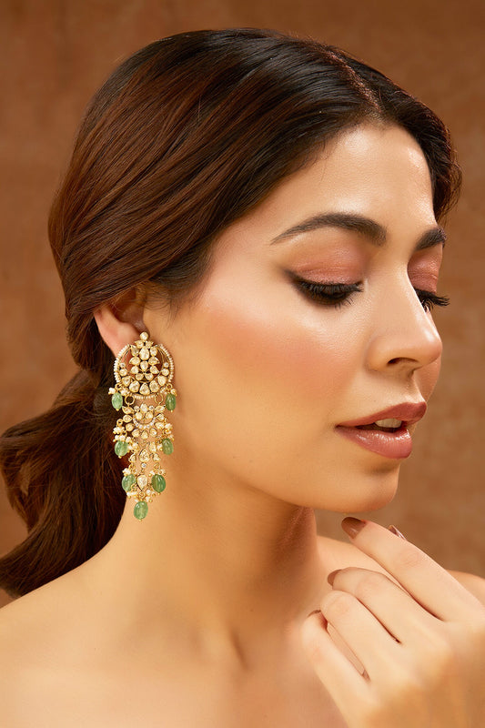 Moissanite Polki Chandbali Earrings 