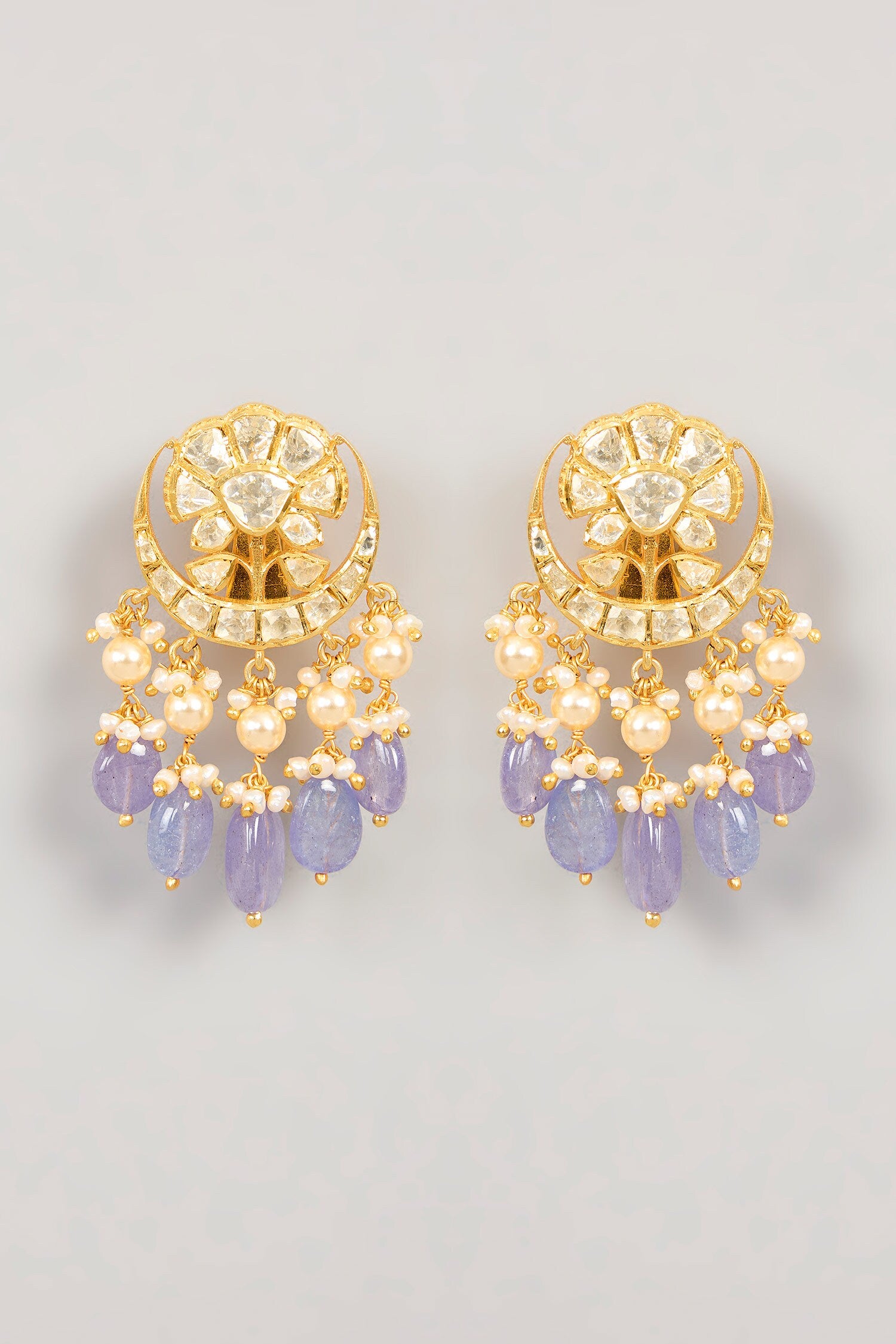 Kamal Chaand Shaped Drop Earrings 