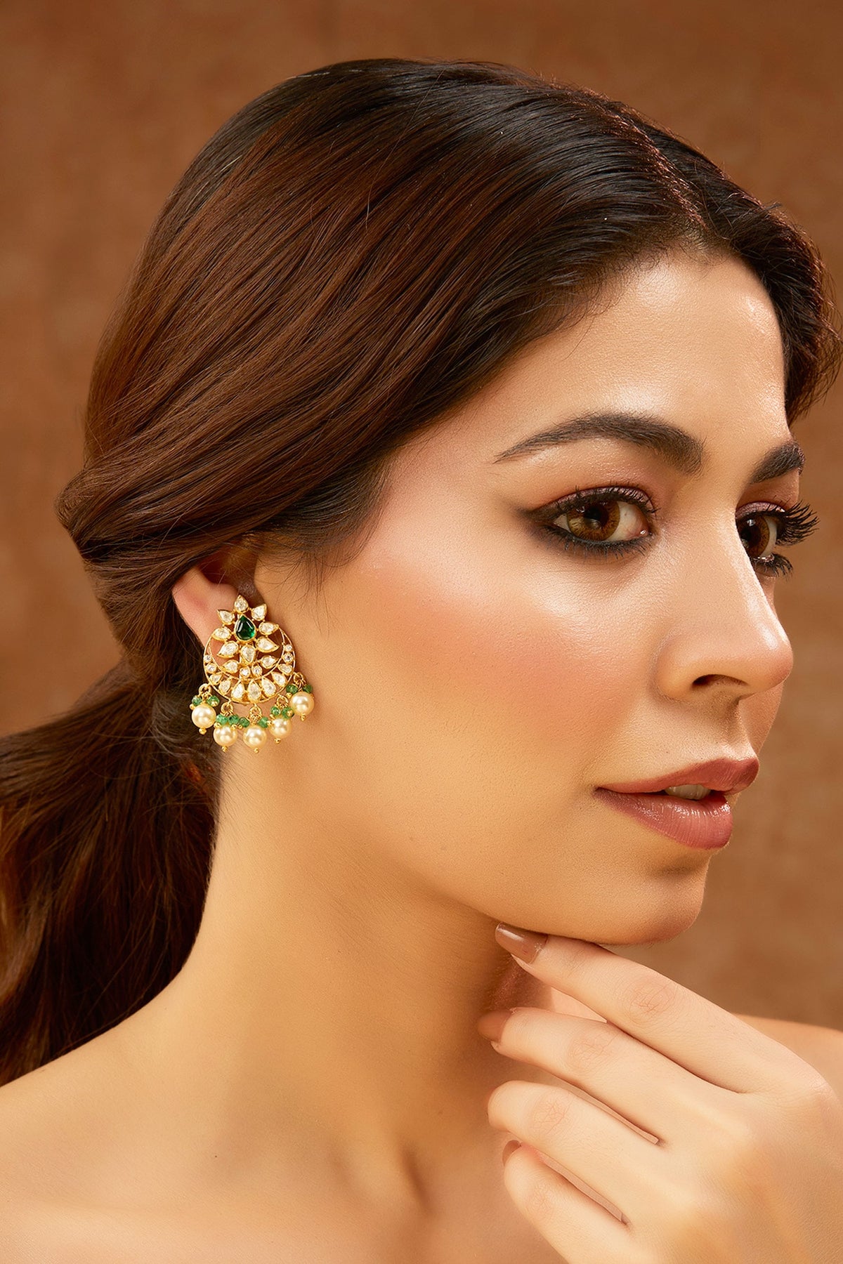 Gold Plated Moissanite Chandbalis 
