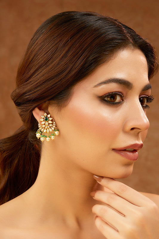 Gold Plated Moissanite Chandbalis 