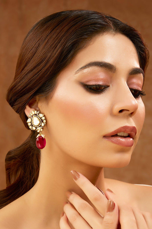 Moissanite Polki Embellished Earrings 