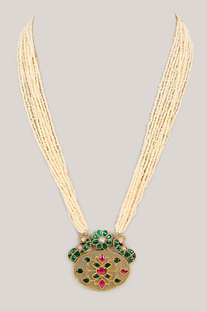 Kundan Embellished Green Pendant Necklace 